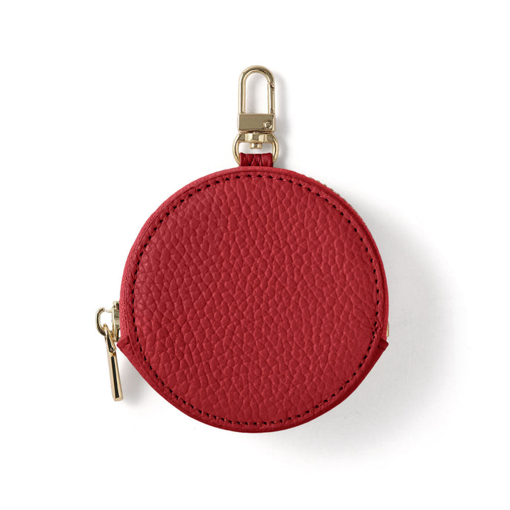 Pochette ronde en cuir véritable italien grainé