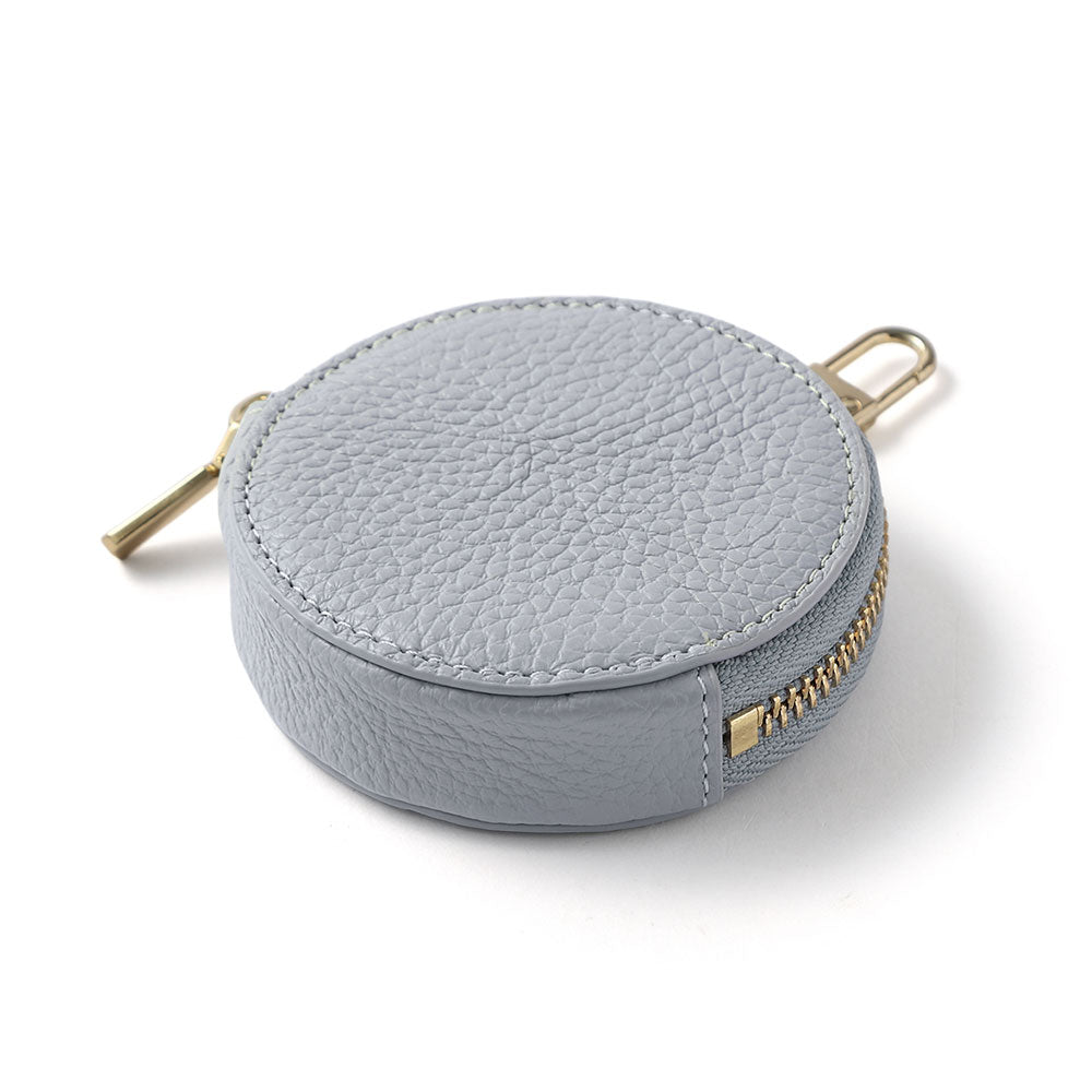 Pochette ronde en cuir véritable italien grainé