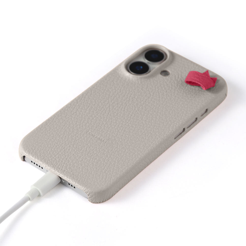 本革 32色 イタリアンシュリンクレザー シンプルチャームホルダー付き 背面ケース iPhoneシリーズ