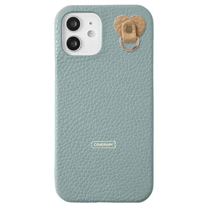 Cuir véritable 32 couleurs cuir italien grainé avec porte-charm arrière coque