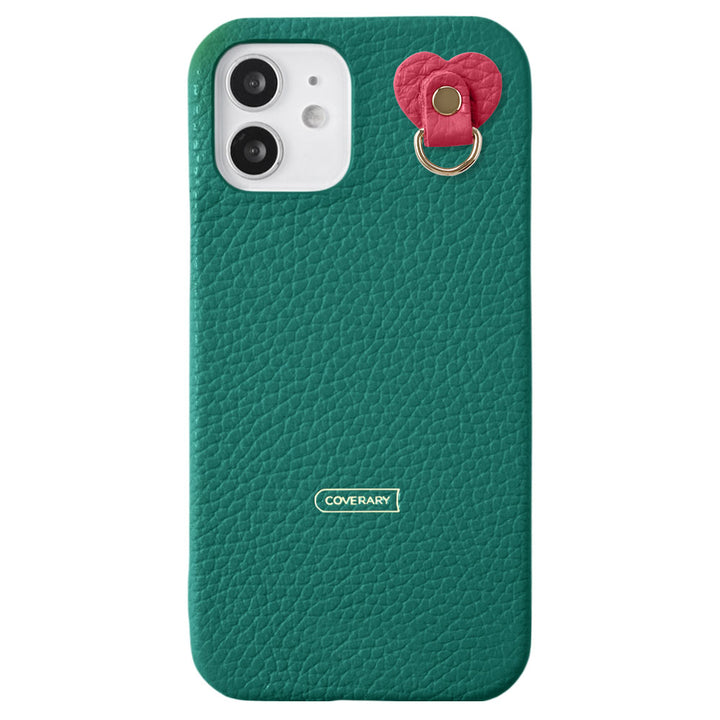 Cuir véritable 32 couleurs cuir italien grainé avec porte-charm arrière coque