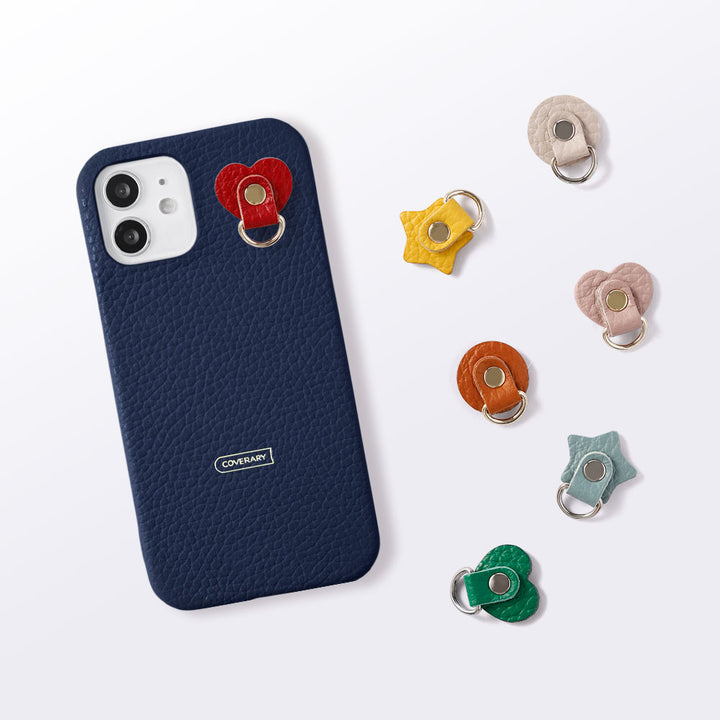 Cuir véritable 32 couleurs cuir italien grainé avec porte-charm arrière coque