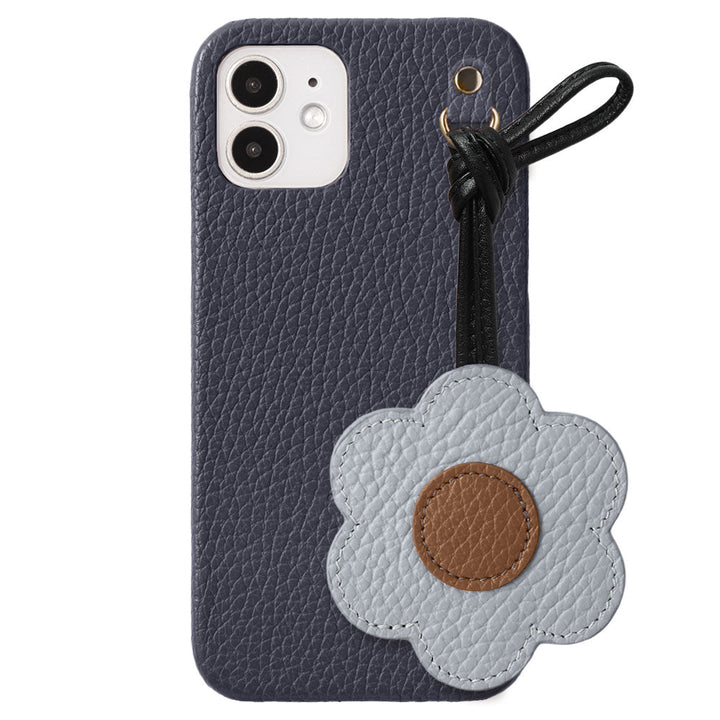Cuir véritable 32 couleurs Cuir italien grainé Charme fleur avec cordon Coque arrière Série AQUOS