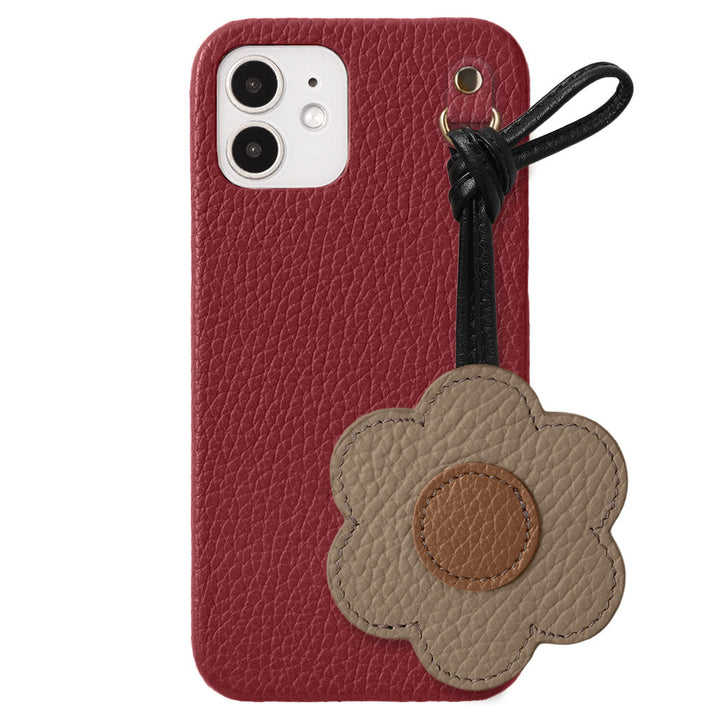 Cuir véritable 32 couleurs Cuir italien grainé Charme fleur avec cordon Coque arrière Série AQUOS