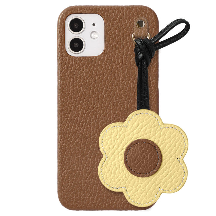 Cuir véritable 32 couleurs Cuir italien grainé Charme fleur avec cordon Coque arrière Série AQUOS