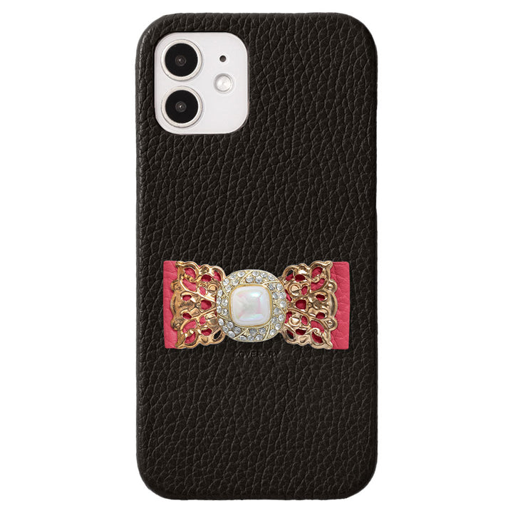 Cuir véritable 32 couleurs cuir italien grainé ruban en cuir décoration dorée coque arrière série AQUOS
