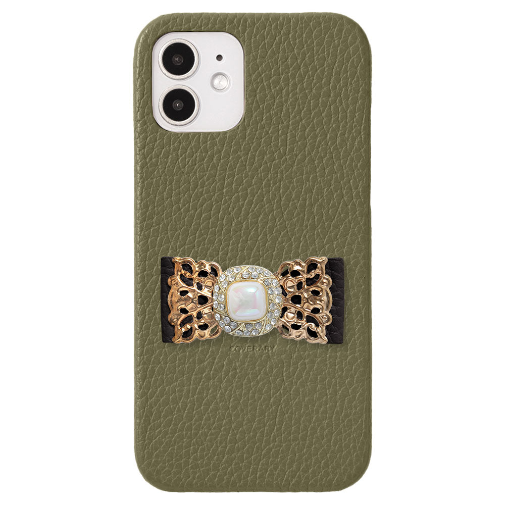 Cuir véritable 32 couleurs cuir italien grainé ruban en cuir décoration dorée coque arrière série AQUOS