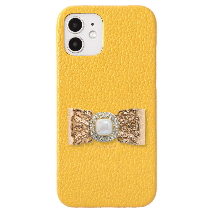 Cuir véritable 32 couleurs cuir italien grainé ruban en cuir décoration dorée coque arrière série AQUOS
