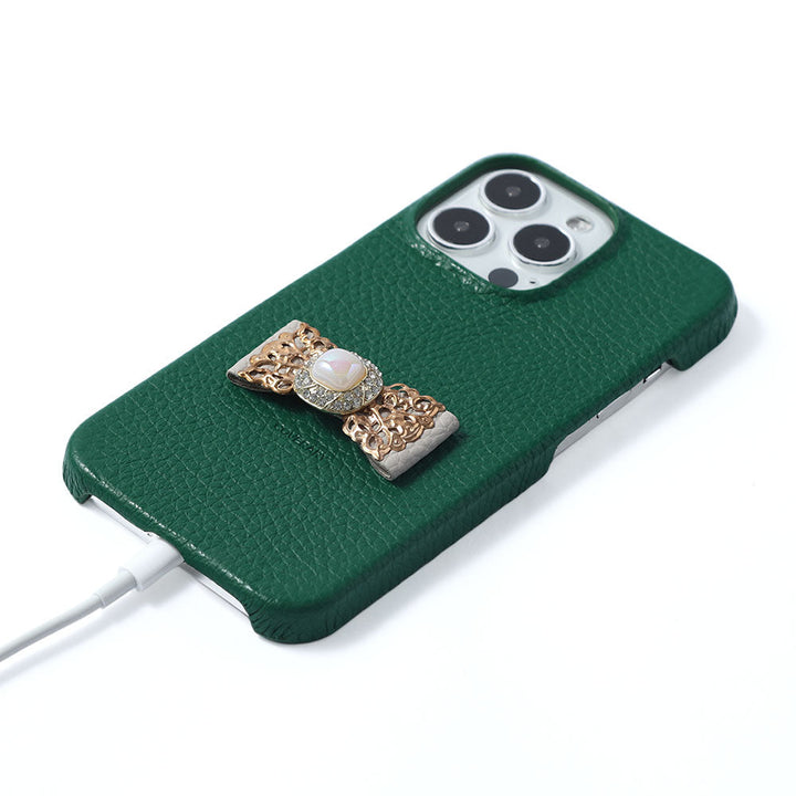 Cuir véritable 32 couleurs cuir italien grainé ruban en cuir décoration dorée coque arrière série AQUOS