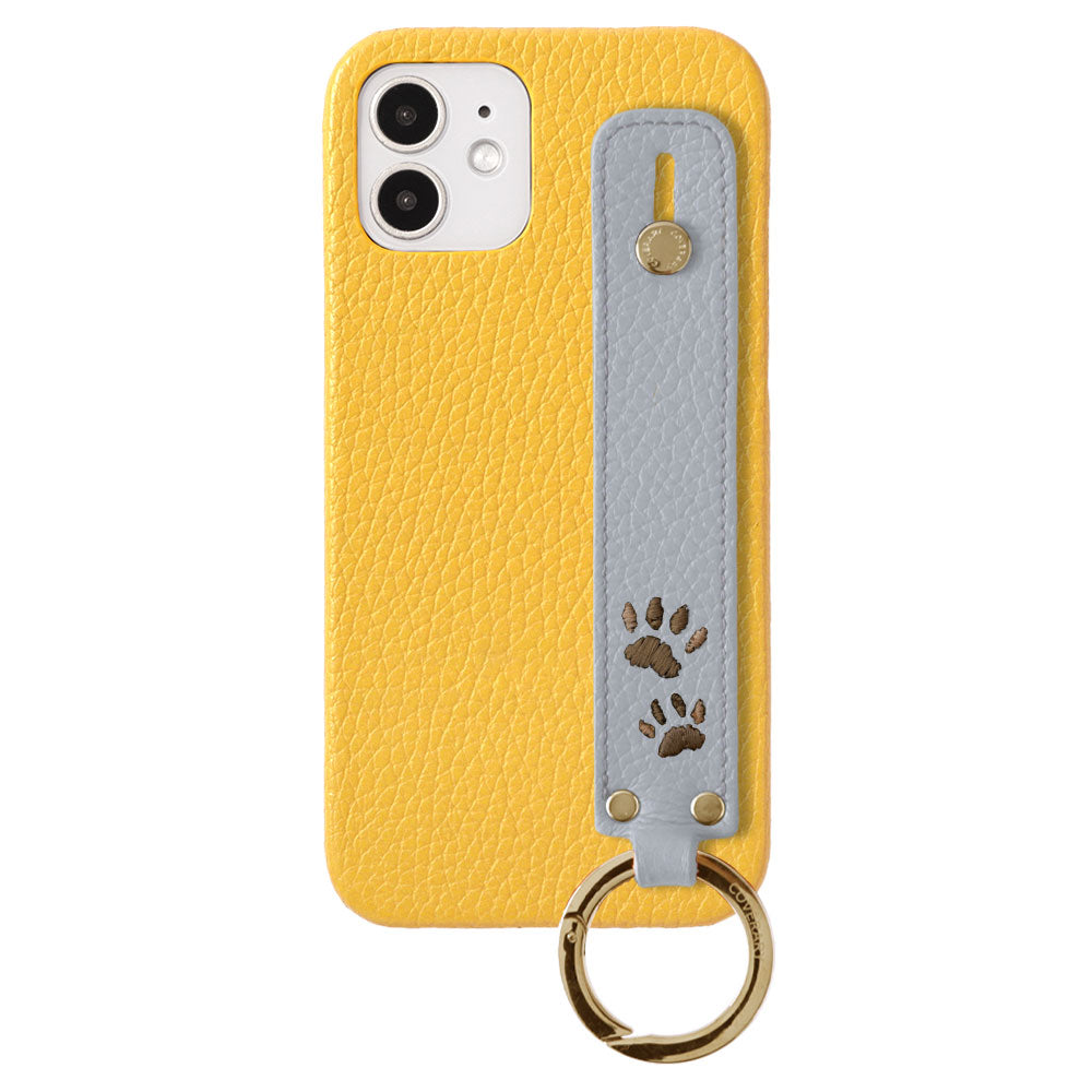 Genuine Leather 32 Colors Italian Shrink Leather Paw Pad Embroidery Design Hand Strap Attached Back Case AQUOS Series