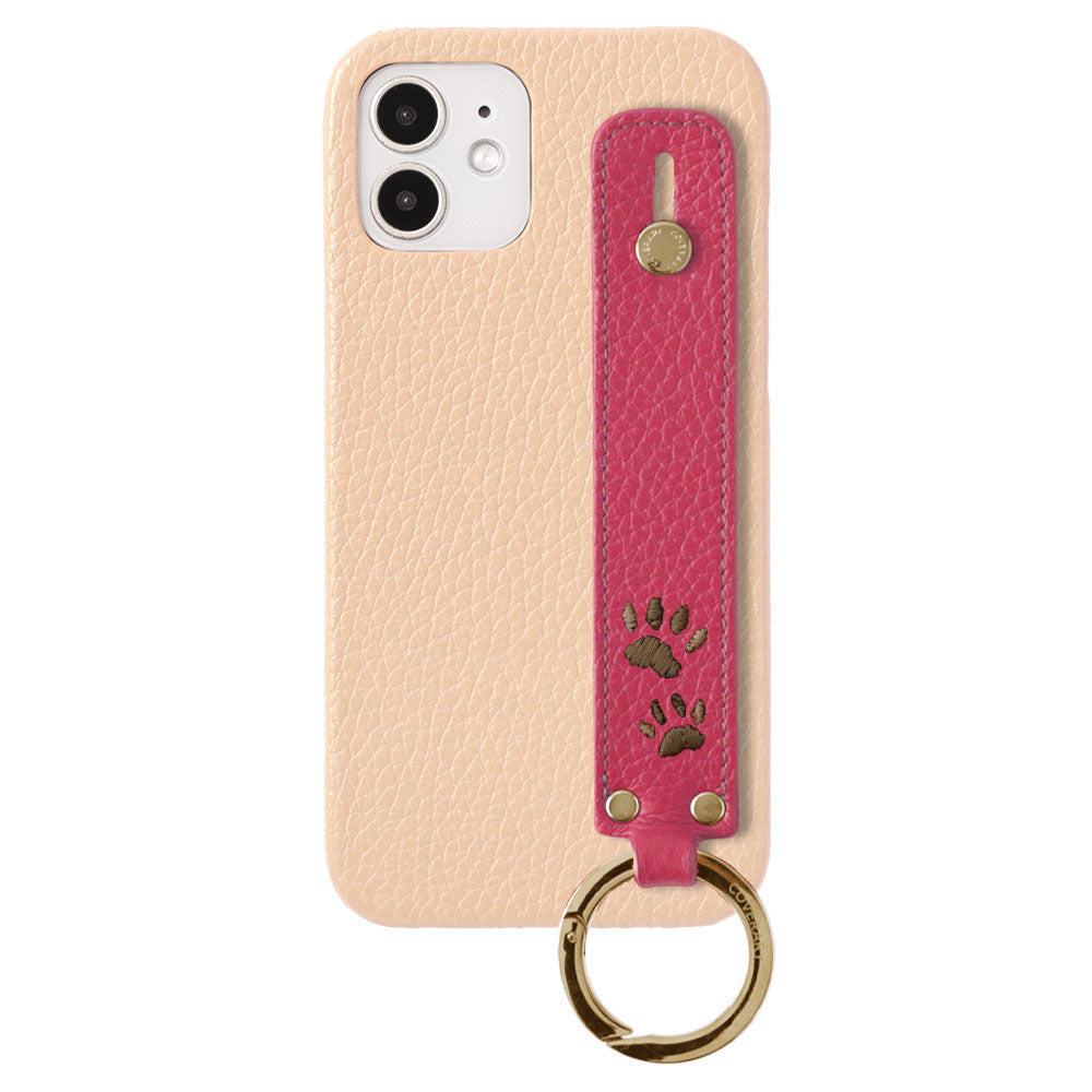 Genuine Leather 32 Colors Italian Shrink Leather Paw Pad Embroidery Design Hand Strap Attached Back Case AQUOS Series