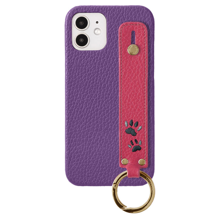 Genuine Leather 32 Colors Italian Shrink Leather Paw Pad Embroidery Design with Hand Strap Back Case Galaxy Series