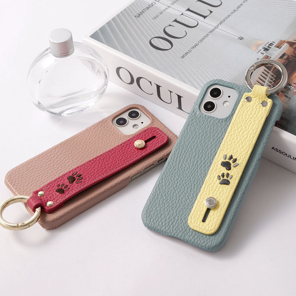 Genuine Leather 32 Colors Italian Shrink Leather Paw Pad Embroidery Design with Hand Strap Back Case Galaxy Series