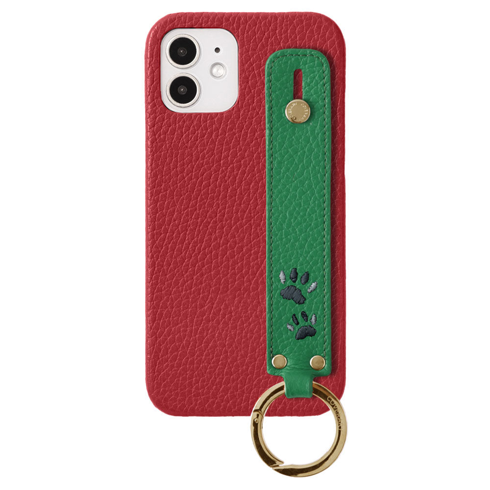 Genuine Leather 32 Colors Italian Shrink Leather Paw Pad Embroidery Design Hand Strap Attached Back Case AQUOS Series