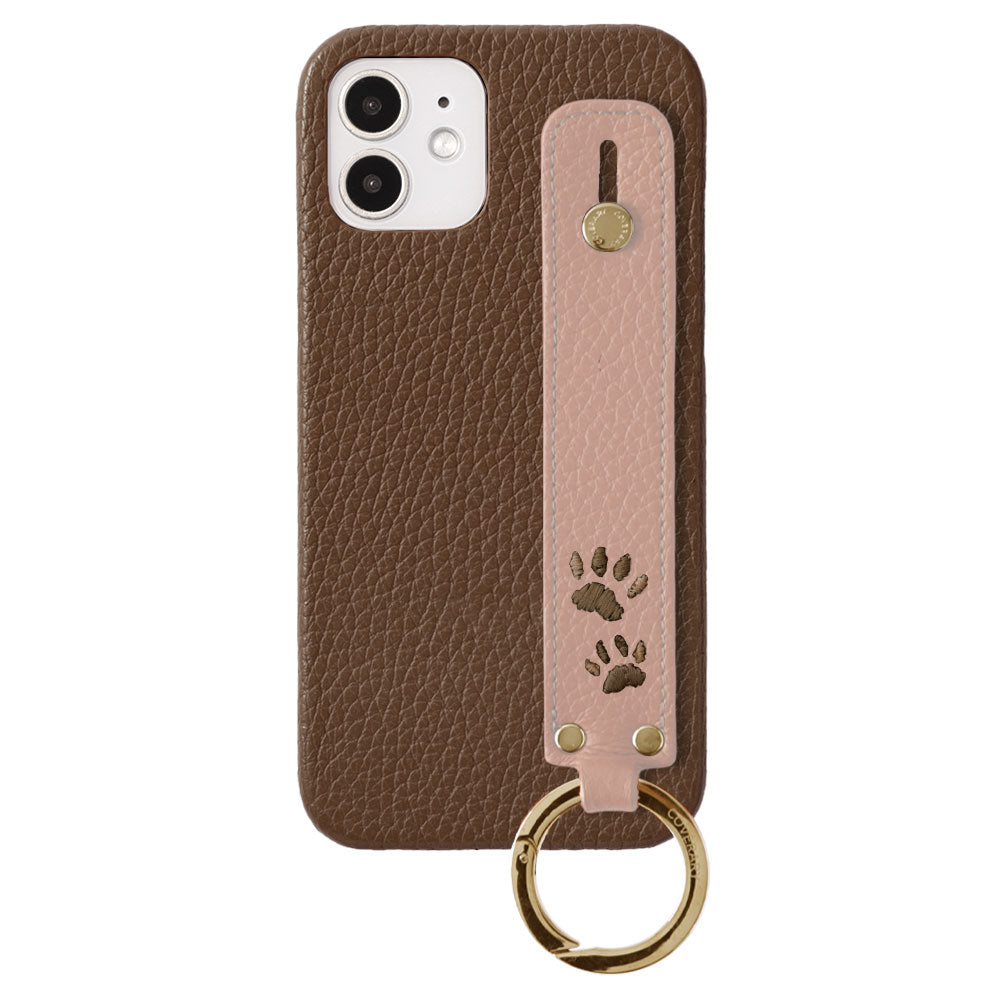 Genuine Leather 32 Colors Italian Shrink Leather Paw Pad Embroidery Design Hand Strap Attached Back Case AQUOS Series
