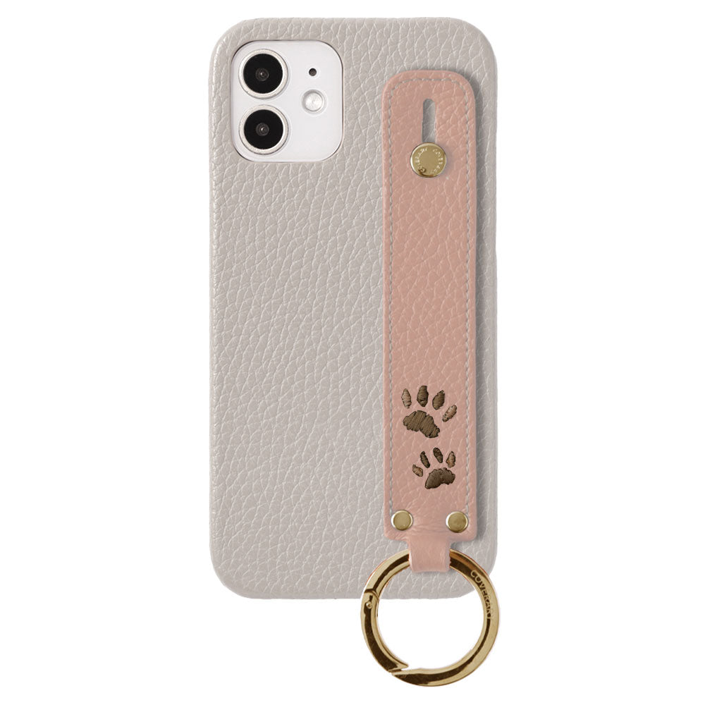 Genuine Leather 32 Colors Italian Shrink Leather Paw Pad Embroidery Design Hand Strap Attached Back Case AQUOS Series