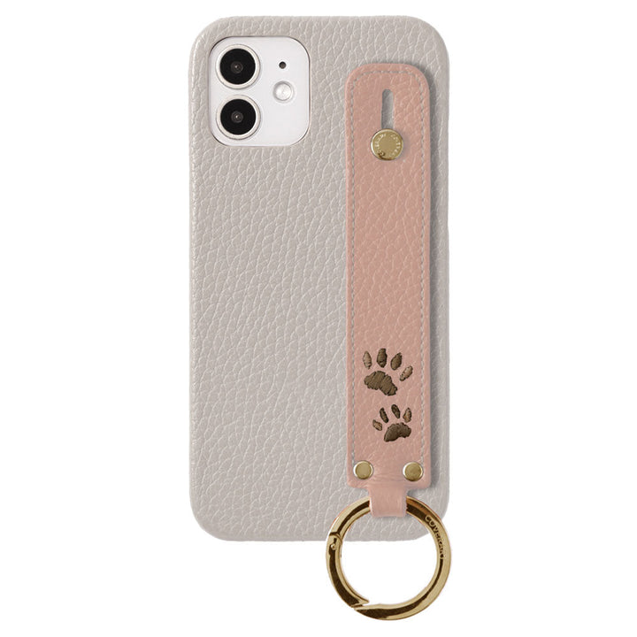 Genuine Leather 32 Colors Italian Shrink Leather Paw Pad Embroidery Design Hand Strap Attached Back Case AQUOS Series