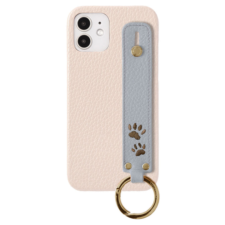 Genuine Leather 32 Colors Italian Shrink Leather Paw Pad Embroidery Design Hand Strap Attached Back Case for iPhone Series
