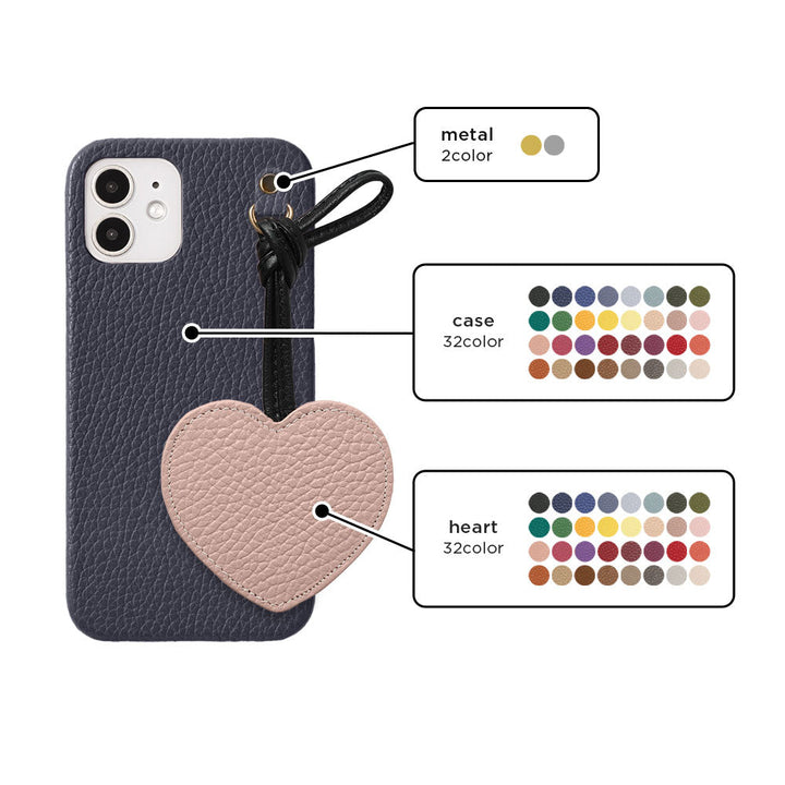 Cuir véritable 32 couleurs Cuir italien grainé Charm pendentif miroir cœur Étui arrière Série AQUOS