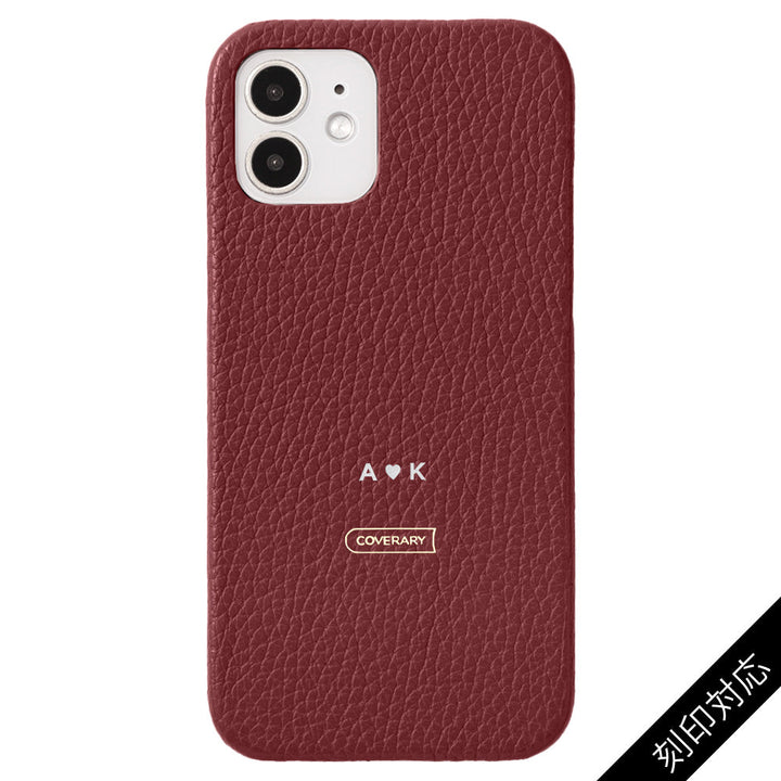 本革 32色 イタリアンシュリンクレザー 背面ケース 名入れ 刻印(カラー箔押し) iPhoneシリーズ