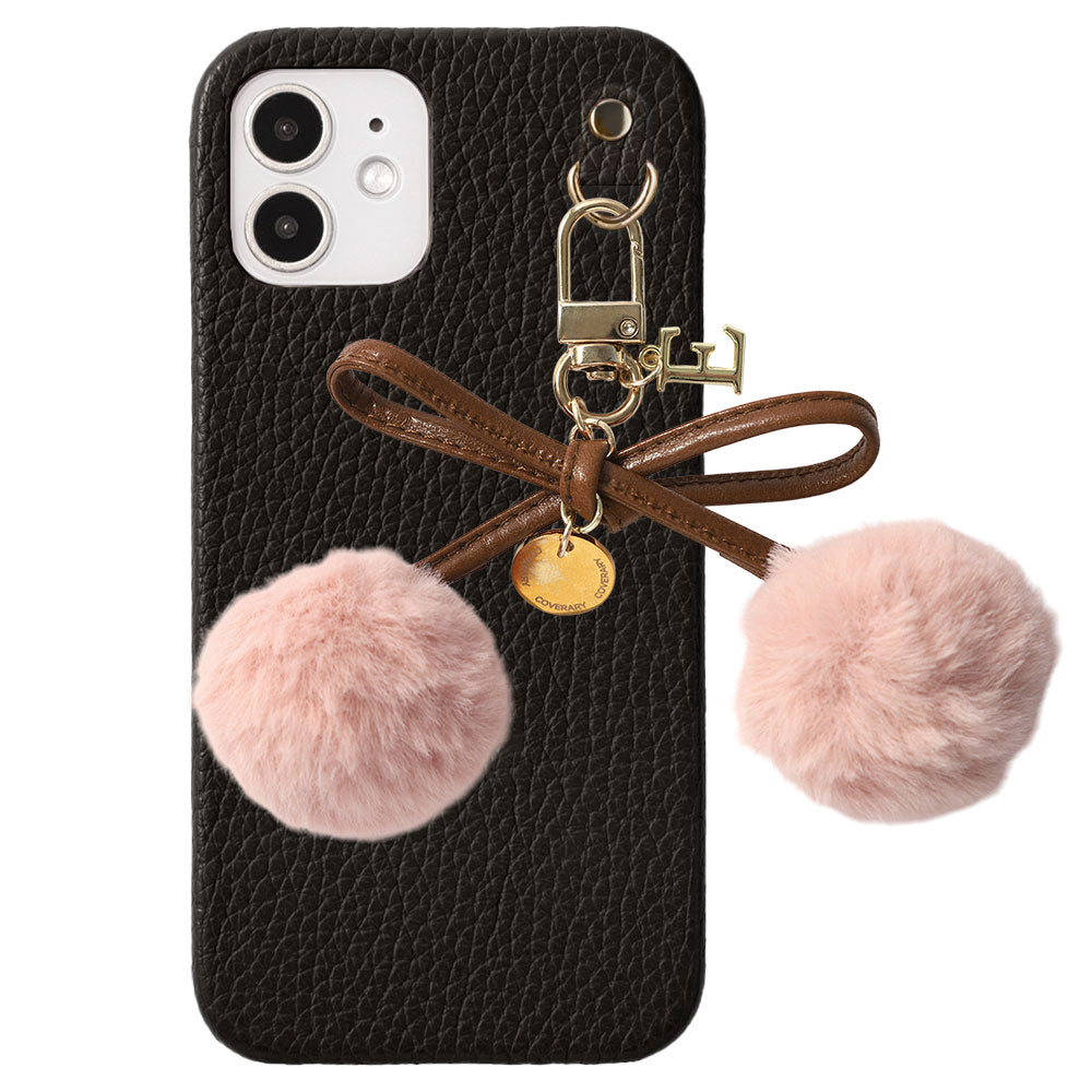 Cuir véritable 32 couleurs Cuir italien grainé Initiales Charm ruban en fourrure avec lacet en cuir Coque arrière pour la série Google Pixel
