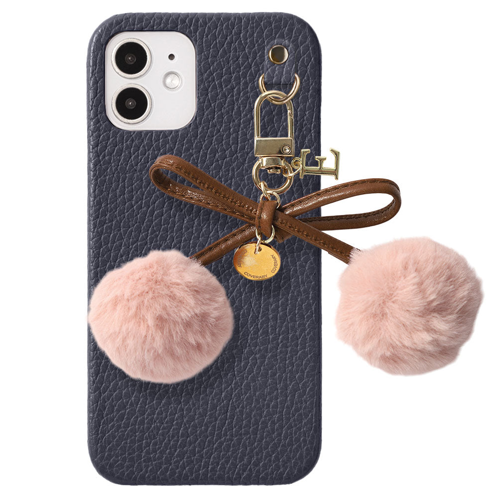Cuir véritable 32 couleurs Cuir italien grainé Initiales Charm ruban en fourrure avec lacet en cuir Coque arrière pour la série Google Pixel