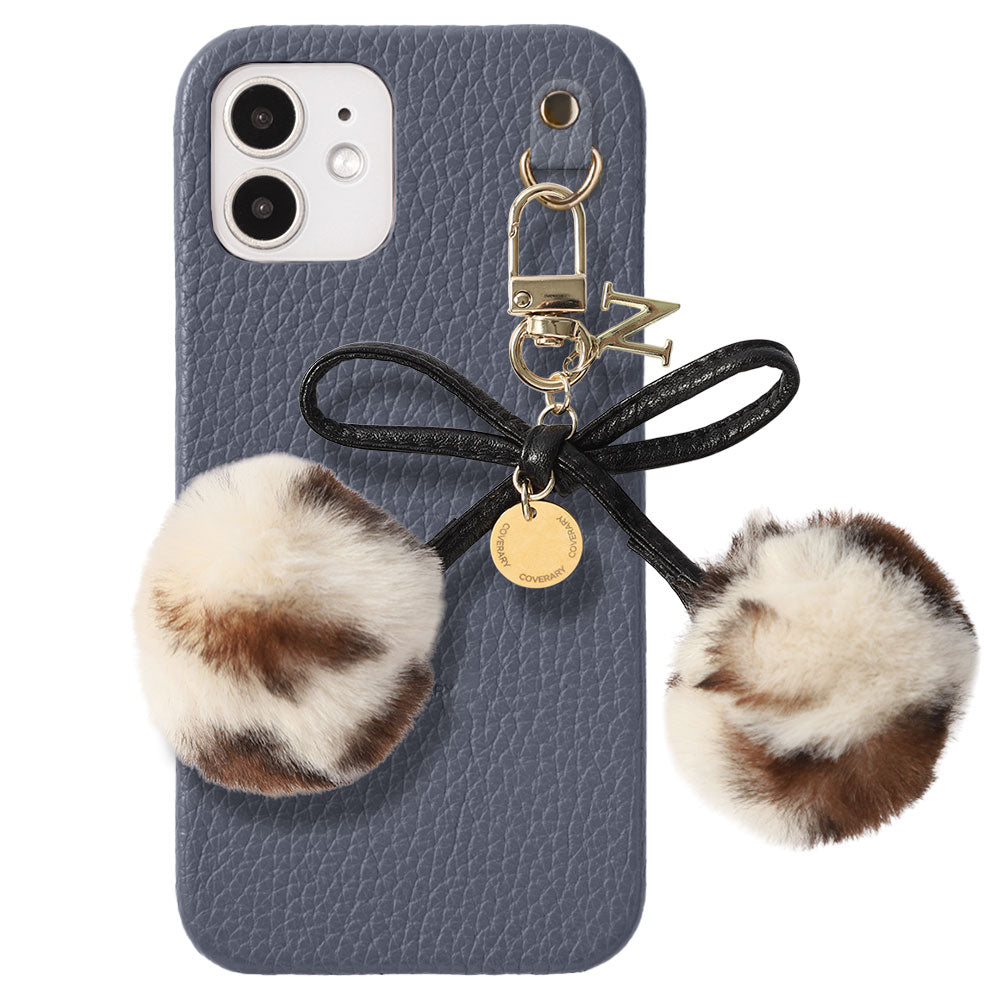 Cuir véritable 32 couleurs Cuir italien grainé Initiales Charm ruban en fourrure avec lacet en cuir Coque arrière pour la série Google Pixel