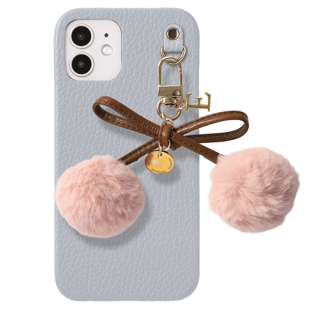 Cuir véritable 32 couleurs Cuir italien grainé Initiales Charm ruban en fourrure avec lacet en cuir Coque arrière pour la série Google Pixel