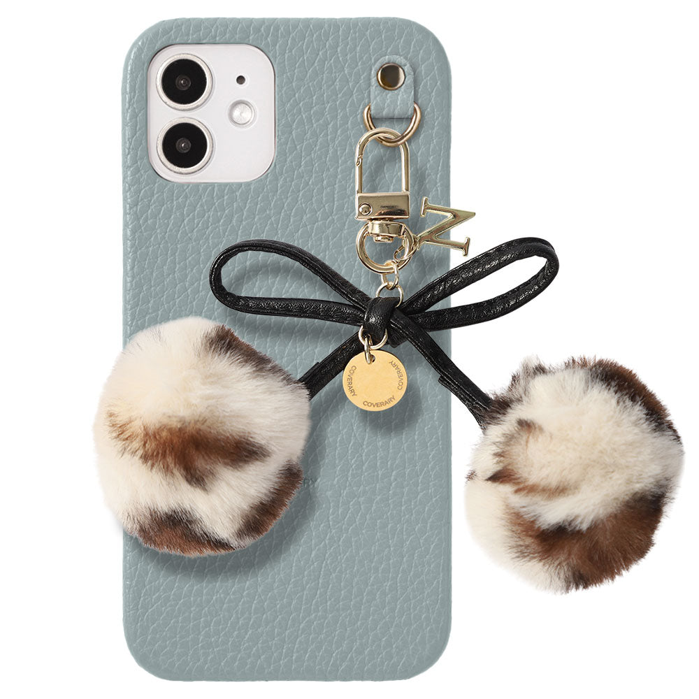 Cuir véritable 32 couleurs Cuir italien grainé Initiales Charm ruban en fourrure avec lacet en cuir Coque arrière pour la série Google Pixel