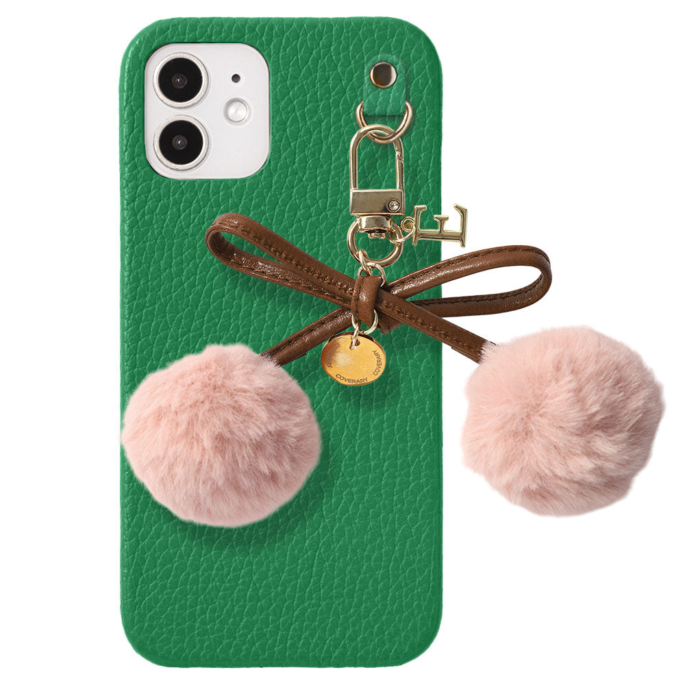 Cuir véritable 32 couleurs Cuir italien grainé Initiales Charm ruban en fourrure avec lacet en cuir Coque arrière pour la série Google Pixel
