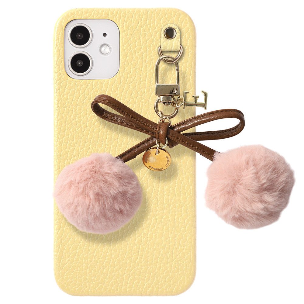 Cuir véritable 32 couleurs Cuir italien grainé Initiales Charm ruban en fourrure avec lacet en cuir Coque arrière pour la série Google Pixel
