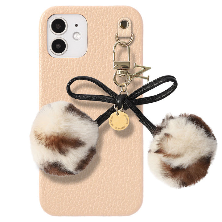 Cuir véritable 32 couleurs Cuir italien grainé Initiales Charm ruban en fourrure avec lacet en cuir Coque arrière pour la série Google Pixel