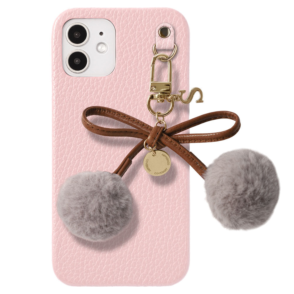 Cuir véritable 32 couleurs Cuir italien grainé Initiales Charm ruban en fourrure avec lacet en cuir Coque arrière pour la série Google Pixel