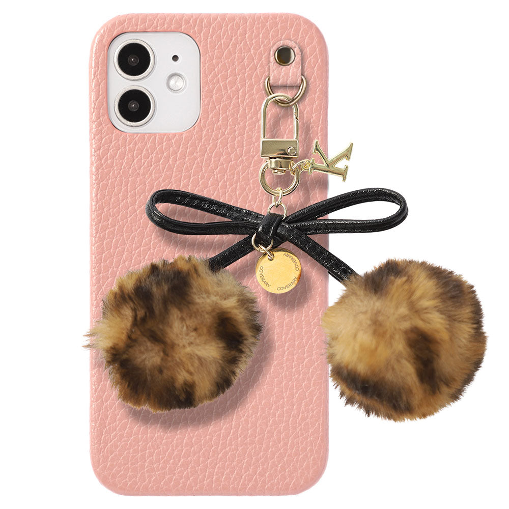 Cuir véritable 32 couleurs Cuir italien grainé Initiales Charm ruban en fourrure avec lacet en cuir Coque arrière pour la série Google Pixel