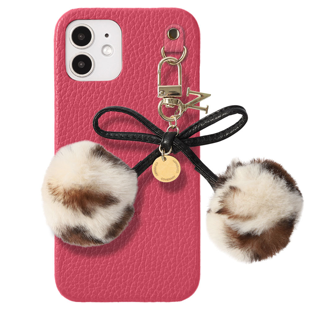 Cuir véritable 32 couleurs Cuir italien grainé Initiales Charm ruban en fourrure avec lacet en cuir Coque arrière pour la série Google Pixel