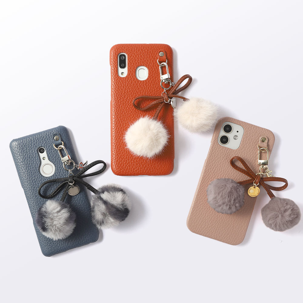 Cuir véritable 32 couleurs Cuir italien grainé Initiales Charm ruban en fourrure avec lacet en cuir Coque arrière pour la série Google Pixel