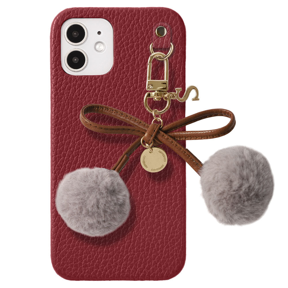 Cuir véritable 32 couleurs Cuir italien grainé Initiales Charm ruban en fourrure avec lacet en cuir Coque arrière pour la série Google Pixel