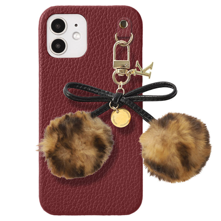 Cuir véritable 32 couleurs Cuir italien grainé Initiales Charm ruban en fourrure avec lacet en cuir Coque arrière pour la série Google Pixel