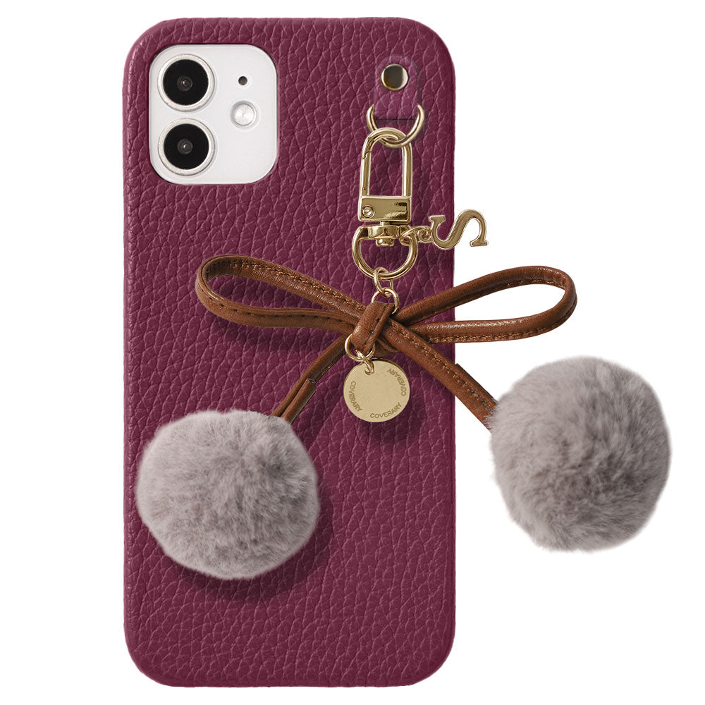 Cuir véritable 32 couleurs Cuir italien grainé Initiales Charm ruban en fourrure avec lacet en cuir Coque arrière pour la série Google Pixel
