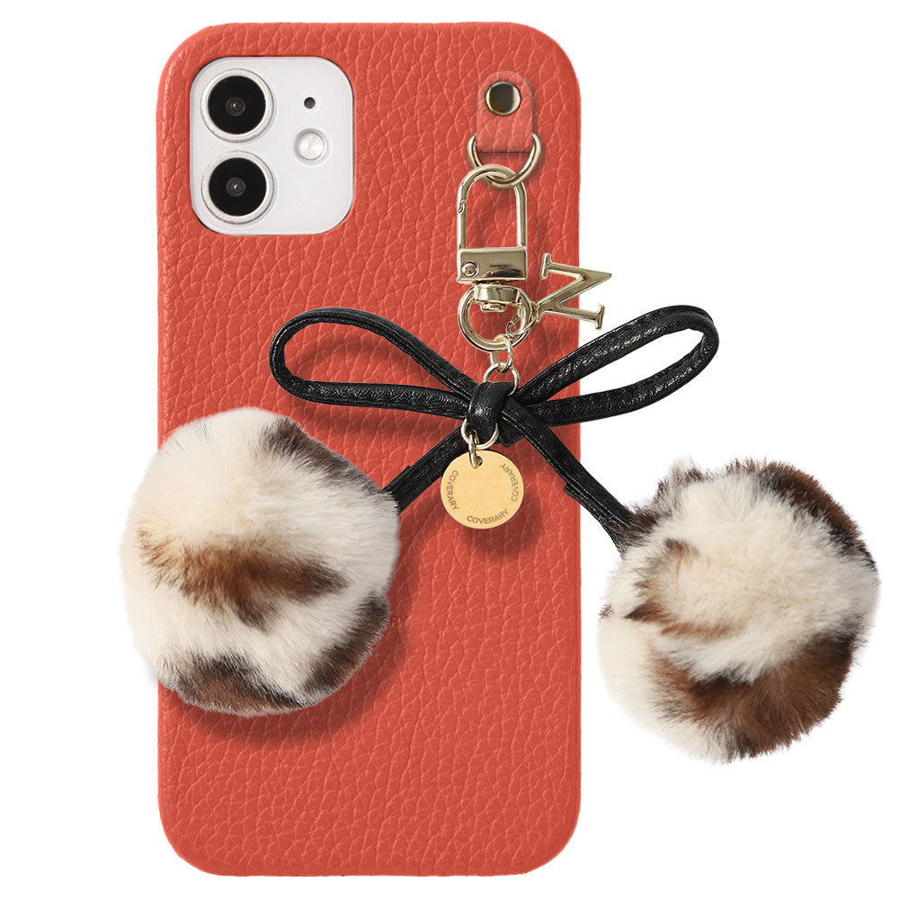 Cuir véritable 32 couleurs Cuir italien grainé Initiales Charm ruban en fourrure avec lacet en cuir Coque arrière pour la série Google Pixel