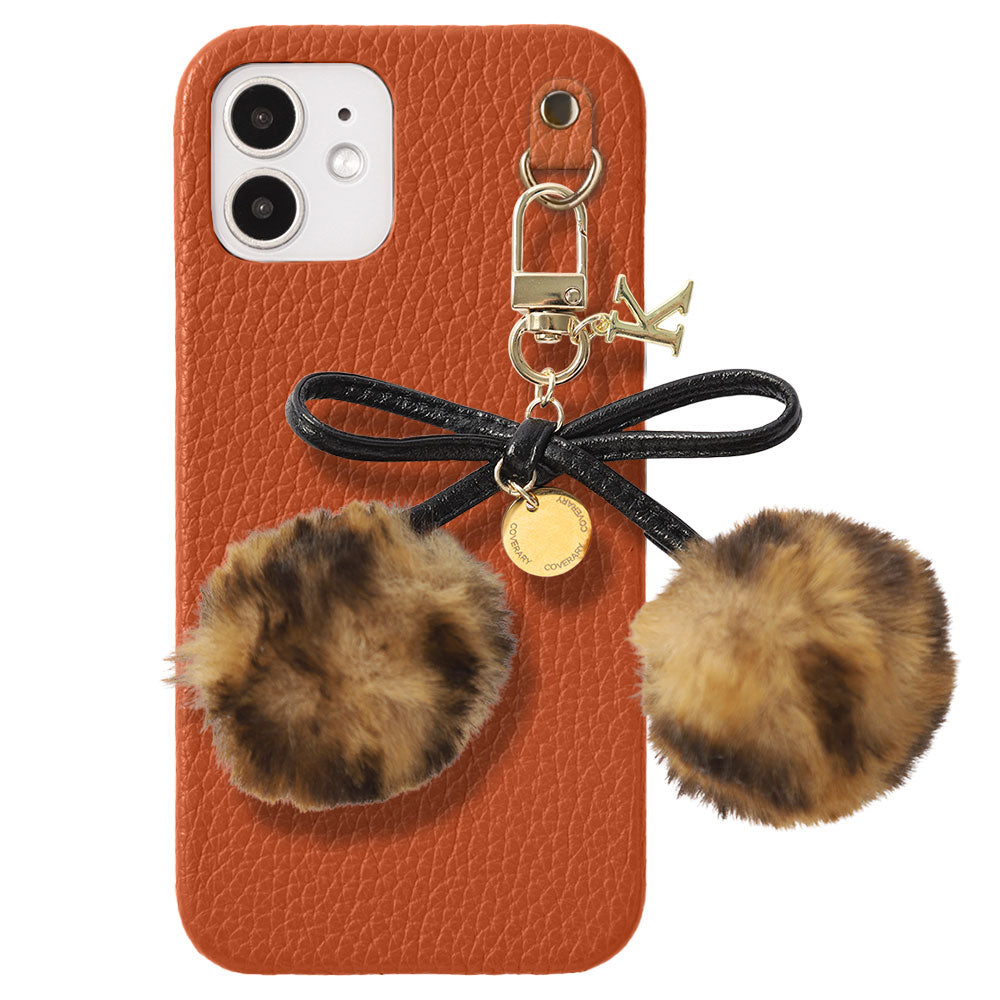 Cuir véritable 32 couleurs Cuir italien grainé Initiales Charm ruban en fourrure avec lacet en cuir Coque arrière pour la série Google Pixel