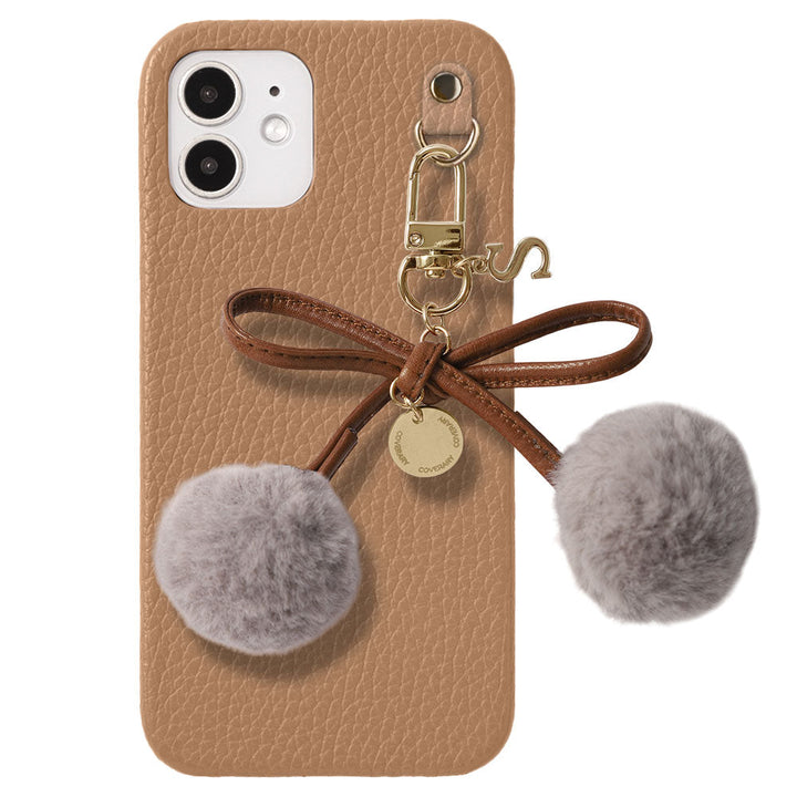 Cuir véritable 32 couleurs Cuir italien grainé Initiales Charm ruban en fourrure avec lacet en cuir Coque arrière pour la série Google Pixel