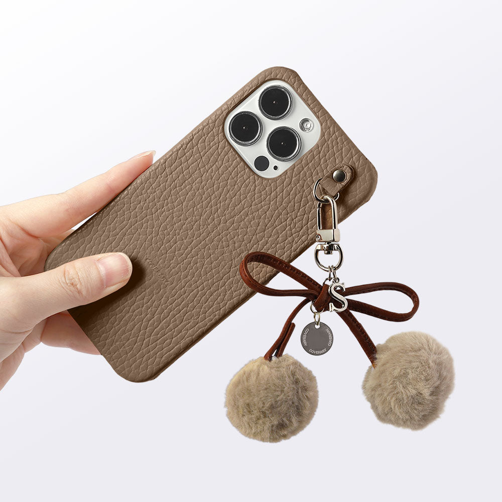 Cuir véritable 32 couleurs Cuir italien grainé Initiales Charm ruban en fourrure avec lacet en cuir Coque arrière pour la série Google Pixel