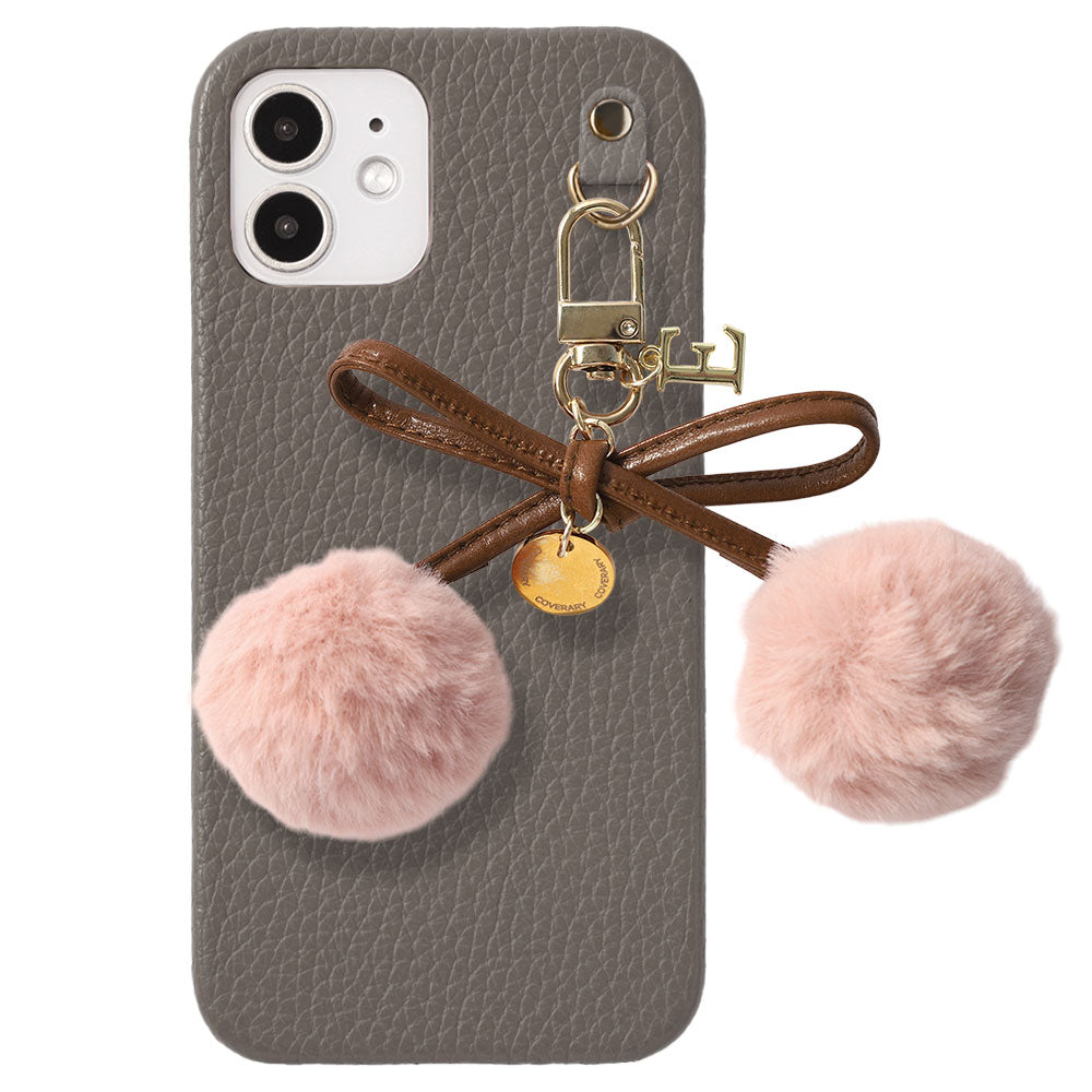 Cuir véritable 32 couleurs Cuir italien grainé Initiales Charm ruban en fourrure avec lacet en cuir Coque arrière pour la série Google Pixel