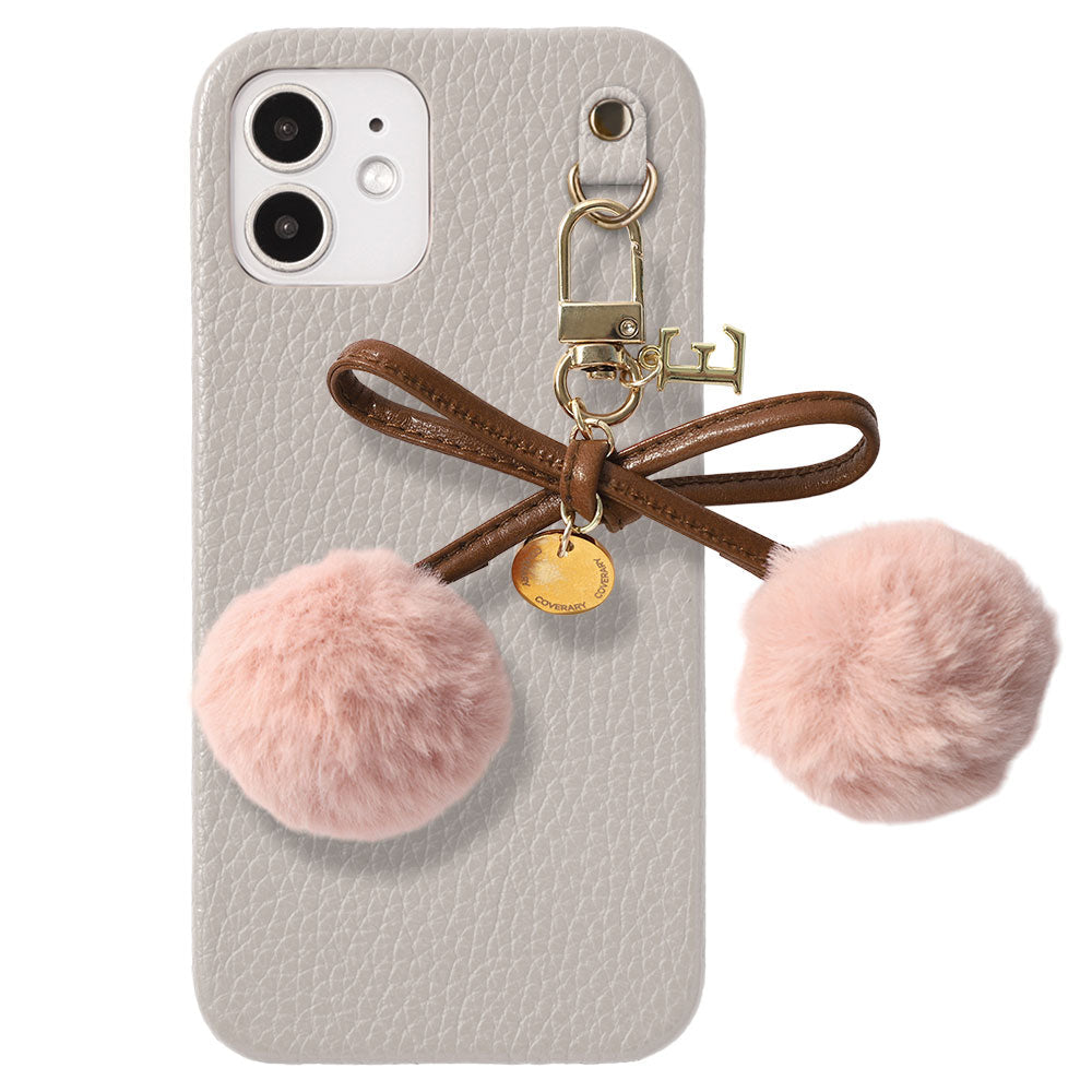 Cuir véritable 32 couleurs Cuir italien grainé Initiales Charm ruban en fourrure avec lacet en cuir Coque arrière pour la série Google Pixel