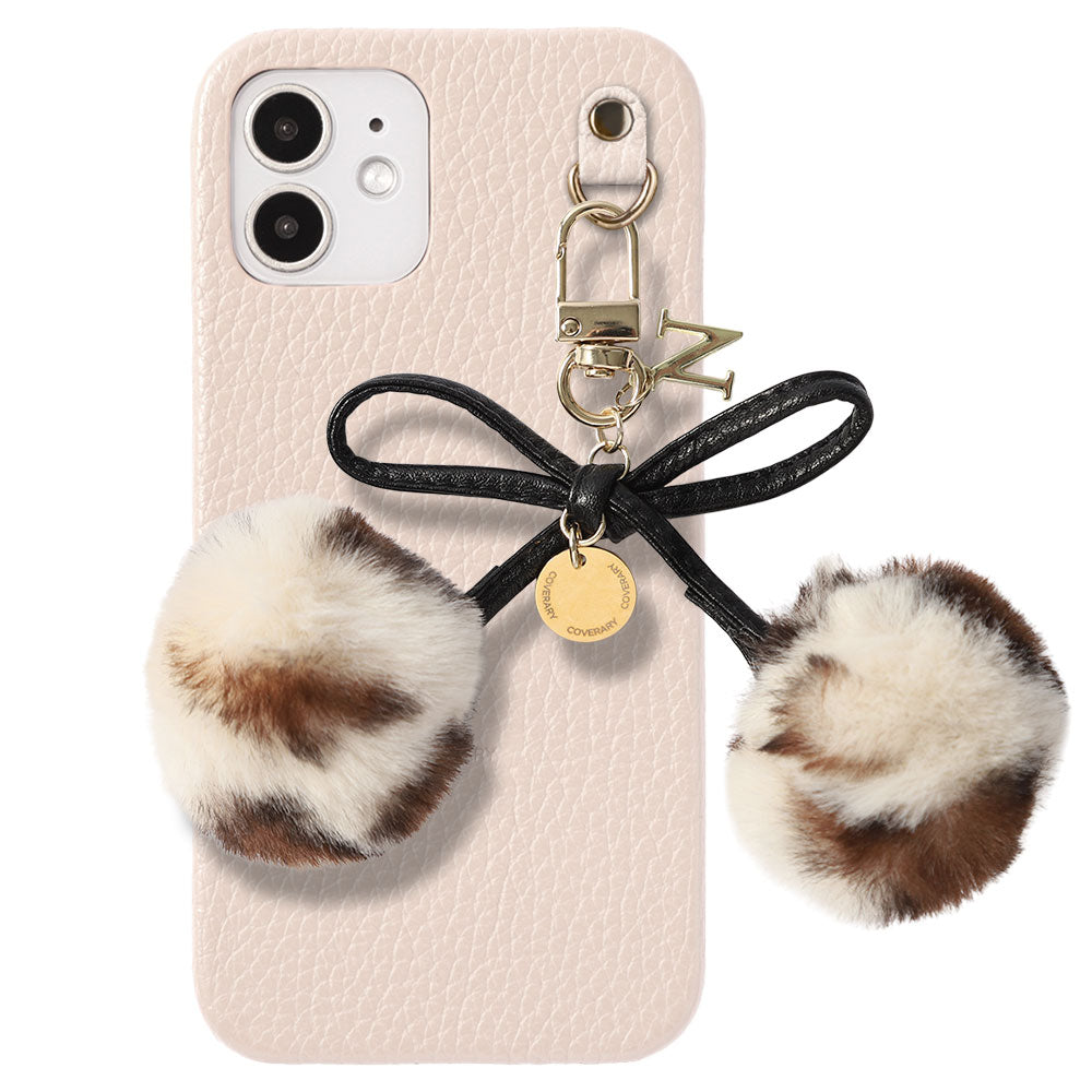 Cuir véritable 32 couleurs Cuir italien grainé Initiales Charm ruban en fourrure avec lacet en cuir Coque arrière pour la série Google Pixel
