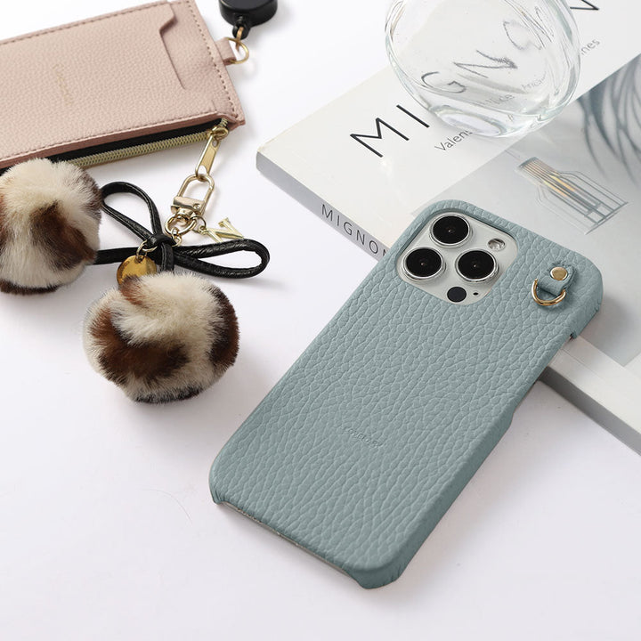 Cuir véritable 32 couleurs Cuir italien grainé Initiales Charm ruban en fourrure avec lacet en cuir Coque arrière pour la série Google Pixel