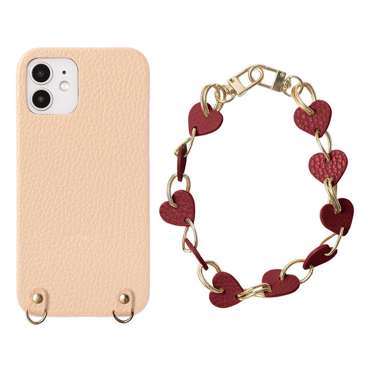 本革 32色 イタリアンシュリンクレザー ハート チェーンハンドストラップ付き 背面ケース Xperiaシリーズ
