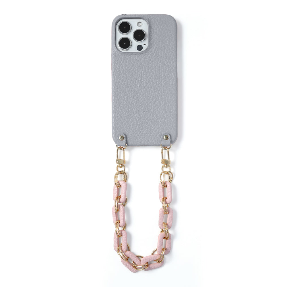 Cuir véritable 32 couleurs cuir italien grainé avec chaîne et dragonne à main, coque arrière