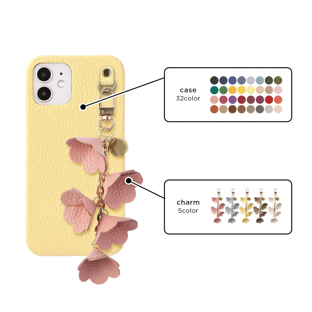 Genuine Leather 32 Colors Italian Shrink Leather Lily of the Valley Charm Back Case AQUOS Series